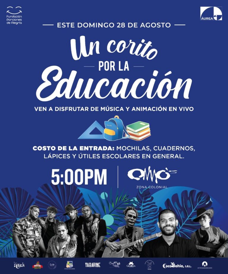 Fundación Porciones de Alegría presenta el concierto “Un corito por la educación” para recaudar útiles escolares
