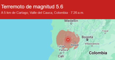 Temblor de magnitud 5,6 sacude el centro y sur de Colombia