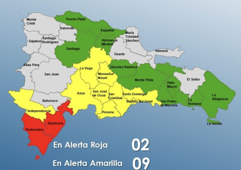 7 provincias en alerta amarilla y 14 en verde debido al huracán