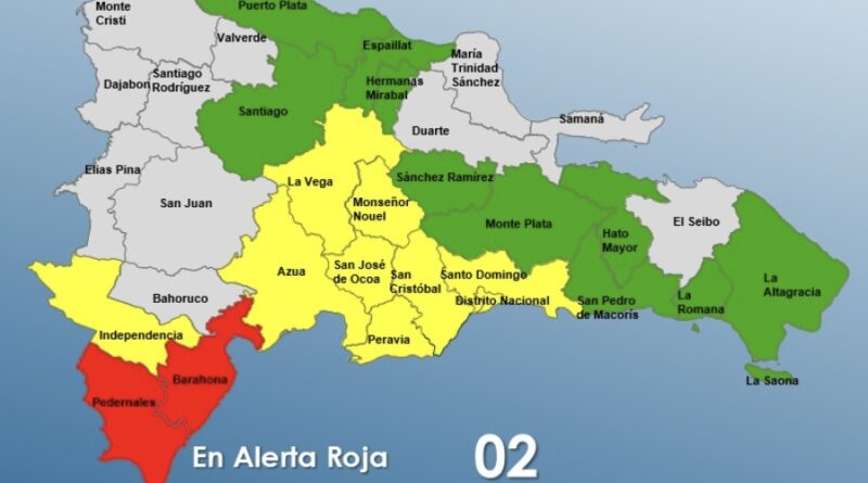 7 provincias en alerta amarilla y 14 en verde debido al huracán