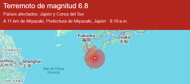 Un terremoto de 6,9 sacude el sudoeste de Japón y desencadena un aviso por tsunami