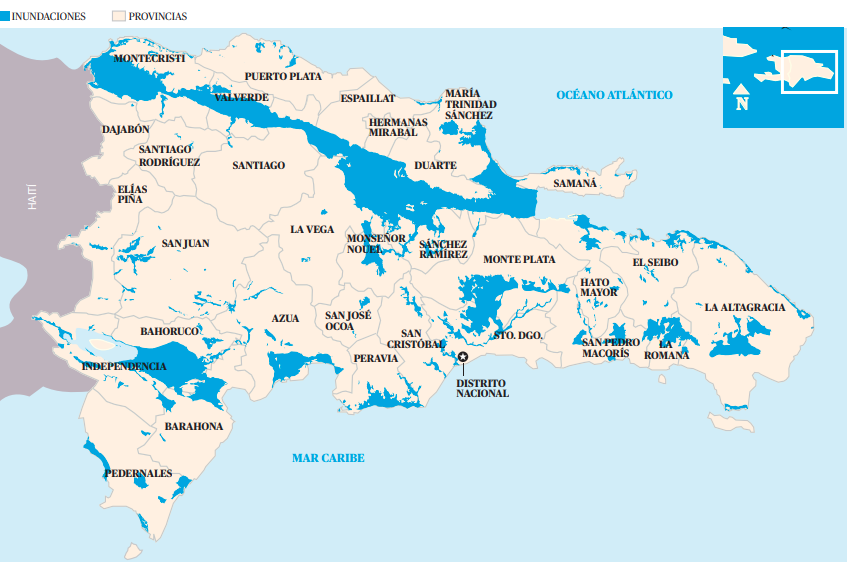 República Dominicana tiene 1,132 áreas y 631 mil viviendas que son vulnerables a inundaciones