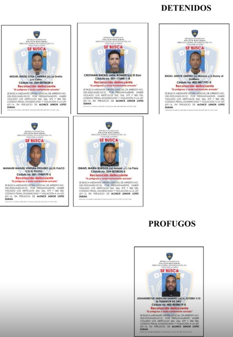 La Policía Nacional desarticula peligrosa banda de asaltantes en Santo Domingo Este