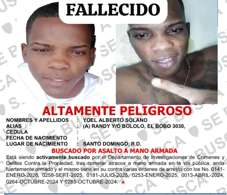 Cae abatido “Bololo” al enfrentar patrulla en el Distrito Nacional