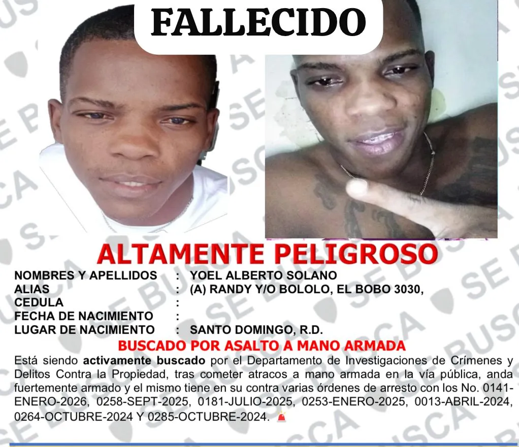 Cae abatido “Bololo” al enfrentar patrulla en el Distrito Nacional