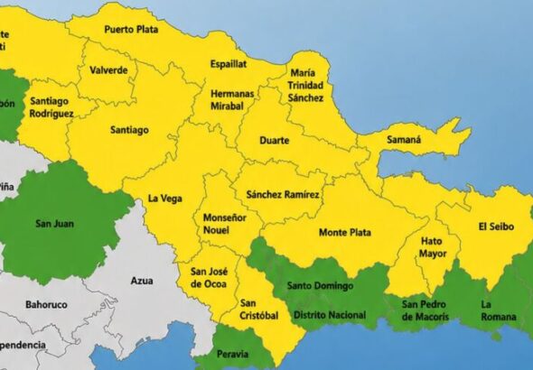 COE mantiene 18 provincias en alerta amarilla y 8 en verde por lluvias y riesgos de inundaciones
