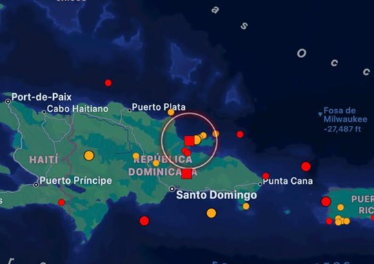 Temblor 4.1 sacude zonas de la RD la madrugada de este lunes